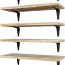 SKYSEN Floating Shelves for Wall Set of 6, 15.7in Wood Wall Shelf for Decor, Bathroom, Bedroom, Storage, Book,Kitchen, Living Room - Rustic Brown(fs-40-l)