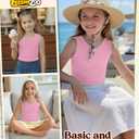 LessonZoo Girls' Tank Tops Sleeveless Shirts, Light Pink, 13-14 Years