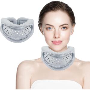 Neck Brace for Cervical Pain Relief, Adjustable Soft Support Collar, Memory Foam with Silicone Breathable Frame, Men & Women Cervical Spine Traction, Pressure & Vertebrae Stabilizer- Gray