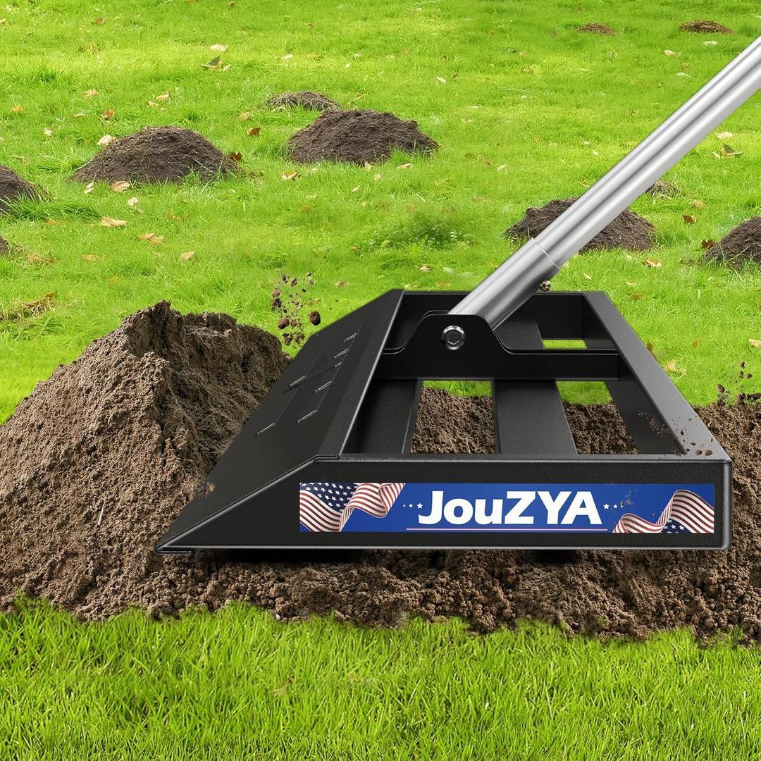 Lawn Leveling Rake 45x10 inch, Leve Lawn Tool with Stainless Steel, Lawn Leveler 27-80" Adjustable Handle, Yard Leveling Rake Heavy-Duty for Garden, Golf Course, and Farm