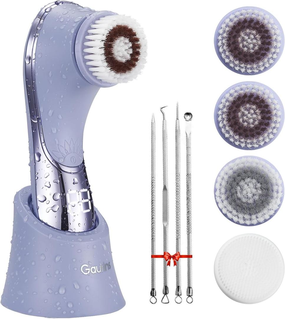 Facial Cleansing Brush Face Scrubber Exfoliator Rechargeable IPX7 Waterproof Electric Spin Cleanser Device for Exfoliating, Massaging and Deep Cleansing Removing Blackhead, Face Massaging