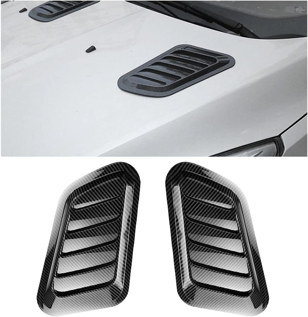 Blilo Car Hood Vents, 2PCS Universal Hood Air Vents for Car Hood Scoop, Bonnet Vent Hood Air Intake Trim Cover (Carbon Fiber)