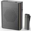 Wireless Voice Amplifier with Wireless Lavalier Microphone, PA System, Portable Speaker and Cordless Omnidirectional Microphone for Teachers, Streaming, Classroom, Lecture, Conference, Yoga, Outdoor