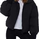 AMEBELLE Women Winter Thermal Baggy Stand Collar Full Zip Puffer Down Coats Jacket L