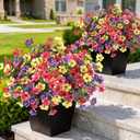 GLIDLION 24 Bundles Artificial Morning Glory & Eucalyptus for Outdoor, Realistic Fake Silk Flower UV Resistant Faux Plant for Front Door Patio Garden Farmhouse Decor (Mixed Color)