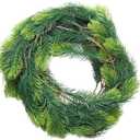 Artificial Pine Garland, Realistic Plastic Pine Leaves Faux Greenery Garland for Staircase, Mantle, Winter and Christmas Home Decor(Grass Green) 24 inch