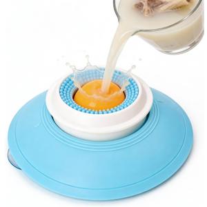 Slow Feeder Dog Lick Sphere for Liquid Treats, Suction Cup Anti-Slip Dog Lick Bowl with Rolling Ball, Textured Licking Toy for Dogs and Cats