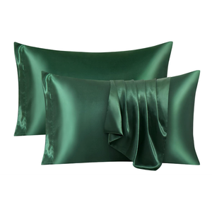Ersmak Satin Pillowcase Standard Set of 2, Ultra Soft & Silky Satin Pillow Cases for Hair and Skin, Wrinkle Fade Resistant Pillow Covers with Envelope Closure (Dark Green)