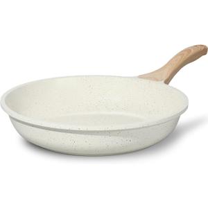ESLITE LIFE Nonstick Ceramic Frying Pan Skillet, Non-Toxic Egg Omelette Kitchen Cooking Pans Compatible with All Stovetops (Gas, Electric & Induction), PTFE & PFOA Free (White, 11'')