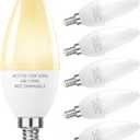 PARTPHONER E12 Base LED Light Bulbs B11 Candelabra Bulbs 60W Equivalent, Non-Dimmable 6W LED Bright Candle Small Base Chandelier Bulb 600 Lumen, 2700K Soft White for Pack of 6