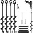 18 Inch Ground Anchors 4 Packs Heavy Duty Fully Welded Trampoline Stakes Screw in Anchors for Swing Set High Wind Tent Hurricane Carport, Shed,Mobile Home