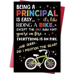 4 x Funny Principal Appreciation Card Gift, Thank You Gift for School Principal, Humorous Leadership Greeting for Principals Day, End of Year Appreciation Card from Staff Students Families