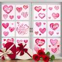 7 x 6 Sheets Valentines Day Decorations Heart Window Clings Red Pink Heart Window Glass Stickers Holiday Happy Valentine's Day Windows Decals for Home Office Party Glass Decor Supplies