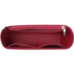 Felt Insert Bag 1Pcs Multi-Pocket Bag Organizer Liner Bag for Mini Bag Storage Bag The Felt Purse Insert Handbag Liner Bag for Purse Organizer(Red with Zipper)