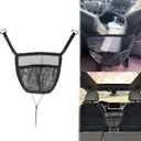 Car Storage Organizer Between Front Seats, Seat Back Net Bag, Net Pocket Handbag Holder, Barrier of Backseat Pet Kids, Driver Storage Netting Pouch, Automotive Consoles and Organizers, Black