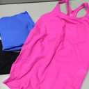 3 Pack Workout Tank Tops for Women with Built in Bra Ribbed Seamless Racerback Athletic Running Gym Yoga Tops (M)