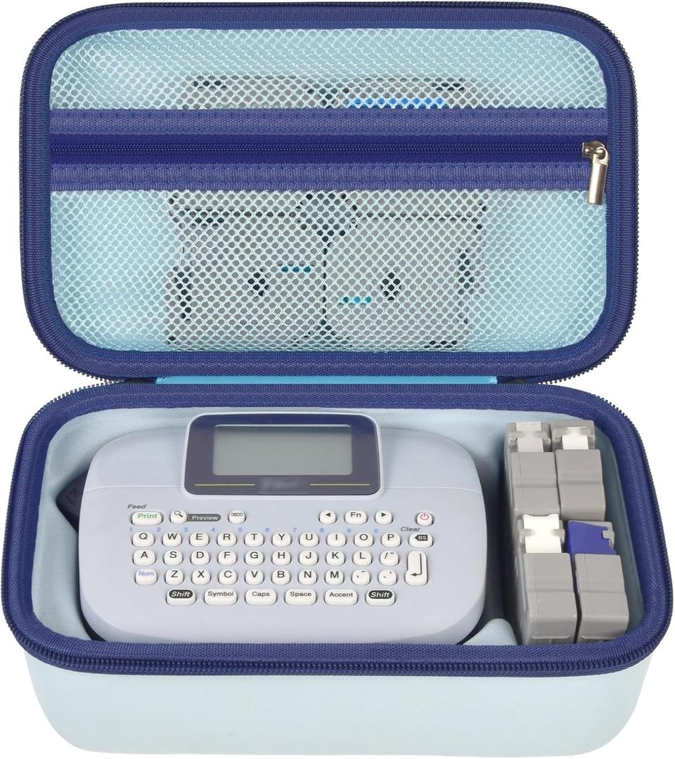 Case Compatible with Brother for P-Touch PTM95/ PT90/ PT45M Handy Label Maker, Storage Holder Carrying Organizer Bag for Label Tapes, AC adapter, Charging Cables, Batteries, Accessories (Box Only)