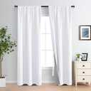 XWZO 100% White Blackout Curtains with Tiebacks - Heat and Full Light Blocking Rod Pocket Window Panels for Bedroom/Nursery, 84 Inches Long Thermal Insulated Draperies, White, W38 x L84, Set of 2