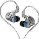 KZ Zax in Ear Headphones 7BA+1DD Hybrid 16 Drivers HiFi Noise Cancelling in Ear Monitor, Zin Alloy Shell Metal Wired Earphone with 3.5mm Jack Detachable 2 Pin 0.75mm Cable (No mic, Silver)