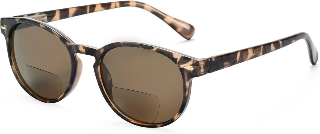 Madison Avenue Round Bifocal Reading Sunglasses for Women Men Spring Hinge,UV Protection Sun Reader Glasses (Demi, 2.0)