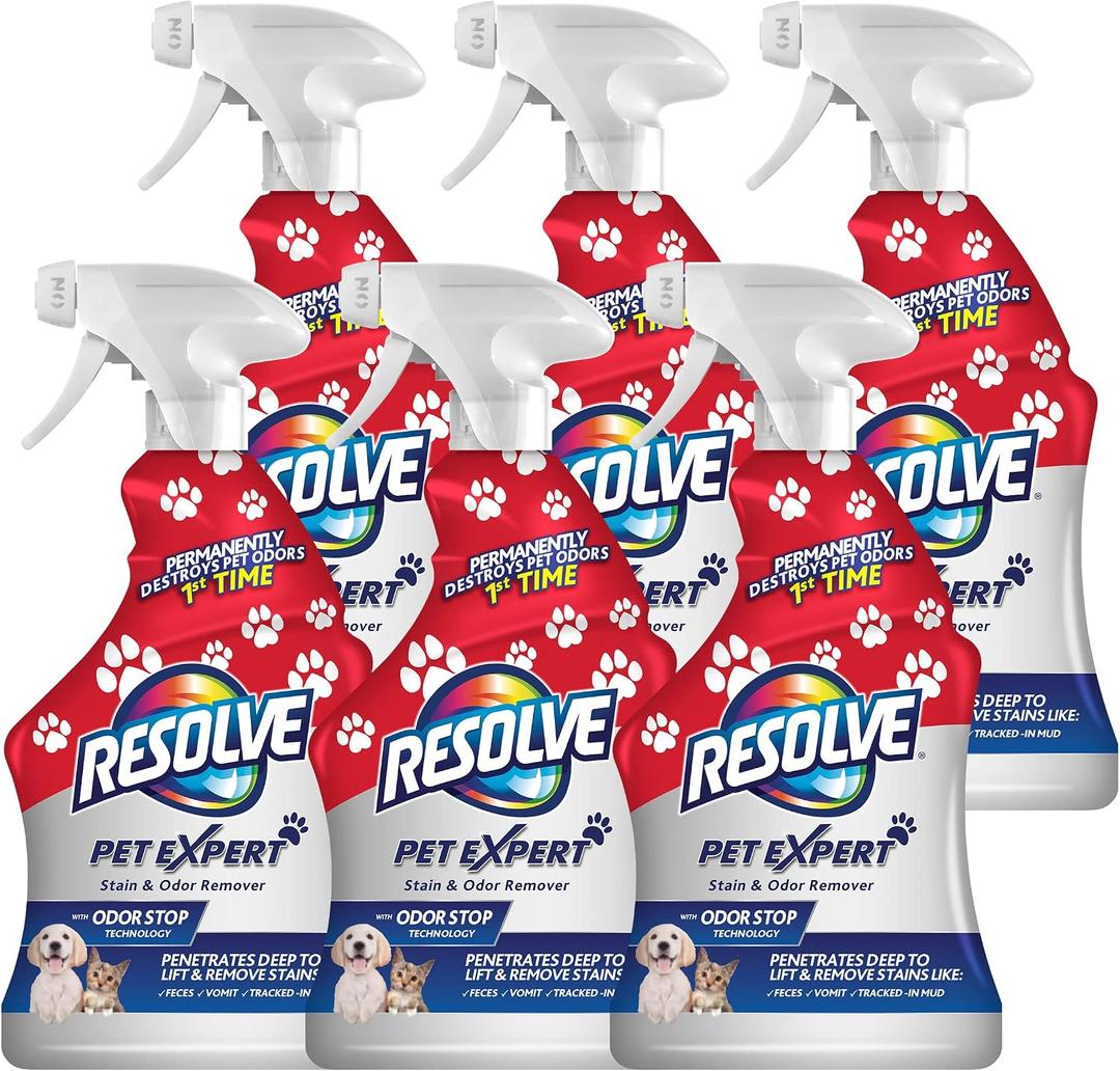 Resolve Pet Expert Stain and Odor Remover, Carpet Cleaner, Pet Stain and Odor Remover, Carpet & Upholstery Cleaner - Removes Stains and Odors, 22 oz (pack of 4)