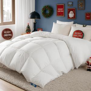 Serta European Down Comforter King Size All Season, 100% Cotton, 600 Fill Power Extra Fluffy, Made in USA, White Down Duvet Insert, Lightweight Medium Warmth, Hotel Style, 106"x 90" White