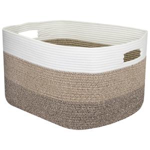Zerodeko Extra Large Cotton Rope Storage Basket with External Handles Foldable Woven Organizer for Laundry Toys Blankets and Sundries in Living Bedroom Nursery