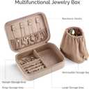 Travel Jewelry Box, Medium Size Jewelry Organizer Box, Removable Jewelry Pouch, Large Capacity, Earrings Necklaces Bracelets Rings Storage, Light Taupe