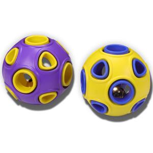 SCHITEC Dog Balls with Bell Sound, [2 Pack] Rubber Bouncy Fetch Ball for Medium Large Dogs, 3 Interactive Pet Chew Toys