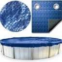 SWIMLINE HYDROTOOLS Super Guard Winter Pool Cover for Above Ground Swimming Pools | for 12 X 20 FT Oval Pools | 16 X 24 FT Cover Size | Blue/Black | Winch & Cable Included | PCO81624