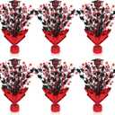 6 Pcs Graduation Table Centerpieces, Red and Black Graduation Table Decorations 2026 Metallic Foil Spray Grad Tabletop Centerpiece Star Burst Glitter Graduate Cap Class of 2026 Graduation Party Favors