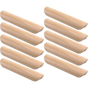 Semetall 10pcs Wooden Pull Handles,Solid Wood Drawer Handles for Kitchen Cabinet Dresser Door, 128mm/5.04" Hole Distance