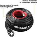 Winch Rope 3/8" x 85'-27,500lbs Dyneema Synthetic Winch Rope Line Cable with Protective Sleeve for Truck 4WD Off-Road Vehicle Winch Accessory Black