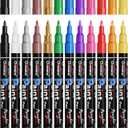 Overseas Acrylic Paint Markers Extra Fine Tip - 12 Colors Permanent Markers Acrylic Paint Pens, Waterproof Coloring Marker Pen for Wood, Metal, Rock, Plastic, Glass, Canvas, Plastic, Fabric