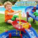 VATOS 2-Tier Watermill Summer Water Table, 124 PCS DIY Water Table with Water Pump Toys for Toddlers 3-5 4-7 Years Old, Fun Water Playset Outdoor Water Summer Toys for Backyard, Beach, Balcony, Garden