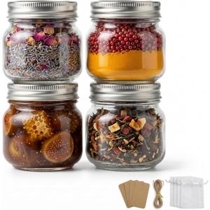 8 oz Mason Jars with Airtight Silver Lids - 4 Pack Small Glass Jars - Thickened Wide Mouth Canning Jars for Spell Jars, Candle Making, Premium Spices & Bathroom Vanity Decor