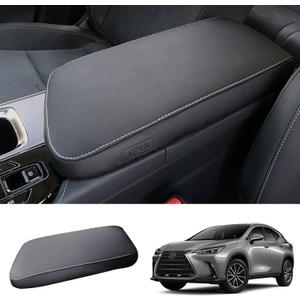 for 2022 2023 2024 2025 2026 Lexus NX Center Console Cover, for NX250/NX350/NX350h/NX450h+ Console Armrest Cover, Waterproof&Comfy Leather Armrest Cover 2025 NX350 Accessories (Black-Padded)