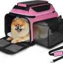 Petskd Top and Side Expandable Pet Carrier 17x11x9.5 Inches Alaska Airline Approved, Soft-Sided Carrier for Small Cats and Dogs with Locking Safety Zippers and Anti-Scratch Mesh(Pink)