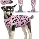 Kuoser Dog Recovery Suit for Dogs After Surgery,Professional Surgical Onesie for Female Male Dogs Spay Neuter,Soft Dog Surgery Suit Bodysuit for Abdominal Wounds Skin Disease,Pink Leopard S (Small (Back: 11.4" - 13.4"; Weight: 7 - 15LB))