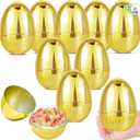 12 Pack 3.15" Large Golden Easter Eggs Empty, Shiny Metallic Plastic Easter Eggs Fillable Surprise Gold Eggs for Easter Basket Stuffers Fillers Easter eggs Hunt Party Favor Classroom Prizes Supplies