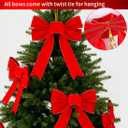 Frekkoy Christmas Bows - 12Pcs Christmas Red Velvet Bows 9''x13'' Packaged in a Box, Perfect for Gift Wrapping, Tree, Wreath, Gifts & Home Christmas Decorations
