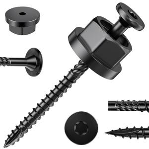 Carbon Steel Hex Nut and Screw Assortment, 48pcs 1" Hex Nuts and #14 x 6 Wood Screws, Fastening Tool for Decorating Outdoor Pergolas, Gazebos and Decks
