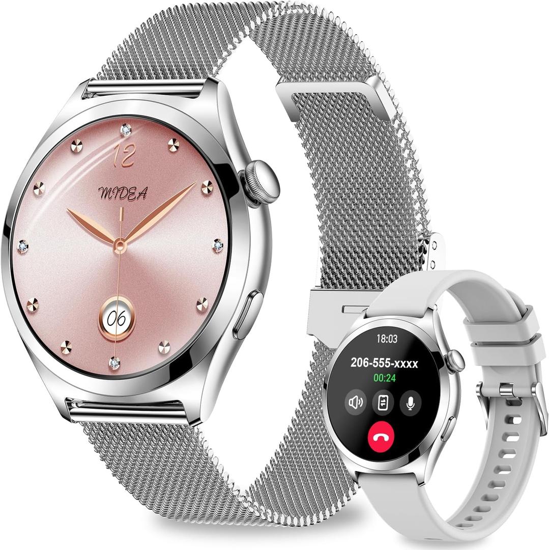 Smart Watches for Women, 1.27" TFT Touchscreen Smartwatch Answer/Make Call, Activity Fitness Trackers with 120+ Sports/HR/Sleep/SpO2 Monitor, IP68 Waterproof for Android iOS (Silver)