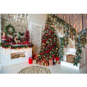 YYNXSY 8X6FT Christmas Theme Photography Background Fireplace Christmas Tree Background Picture Photo Background Newborn Holiday Room Decoration Banner Christmas Eve Party YY-3509
