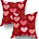 aportt Red Pink Love Heart Pillow Covers 20X20 Inch Valentines Day Pillow Cases Anniversary Wedding Valentine's Day Decorative Holiday Throw Pillows Set of 2 Home Party Decor for Sofa Couch Bed
