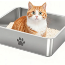 Stainless Steel Cat Litter Box, Metal 6inch High Sided Cat Litter Pan, Indoor Litter Tray, Large Cat Litter Box, Pet Toilet Supplies for Cats, Rabbits, Easy Clean, Non Stick, No Smell (L)
