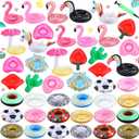Sawysine 42 Pack Inflatable Drink Holders for Pool Swimming Pool Drink Floats Floating Cup Holder for Pool Inflatable Cup Coasters with Plastic Air Hand Pump for Party Adults