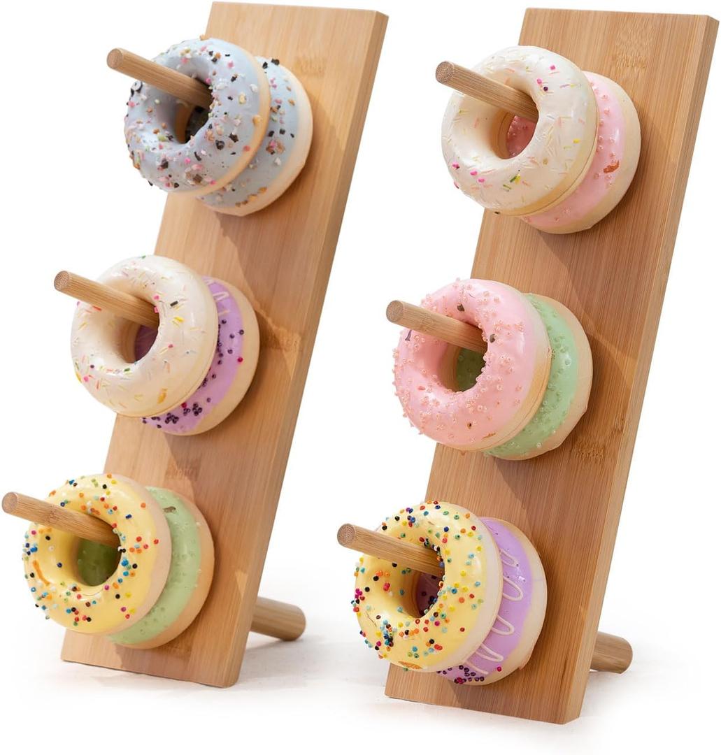 Aimto Donut Wall Stand Wooden Doughnut Display Stand Dessert Table Decoration for Party, Dessert Table,Birthday, Wedding, Baby Shower, Bridal Showers, Pack of 2Bamboo