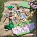 LeMotech Garden Tools Set, 10-Piece Heavy Duty Garden Hand Tools Kit with Wooden Handle, Durable Organizer Bag for Garden Supplies, Gardening Gifts for Women Grandmother, Pink Floral Pattern