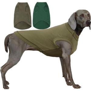 Dog Blank Cotton Shirts,Plain Dogs Large Big Clothes,Army & Deep Green, XXXL